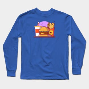 Burger, French fries And Soft Drink Cartoon Vector Icon Illustration Long Sleeve T-Shirt